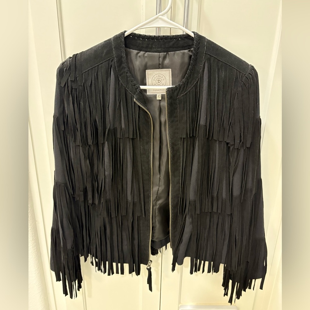 Black Fringe Leather Jacket